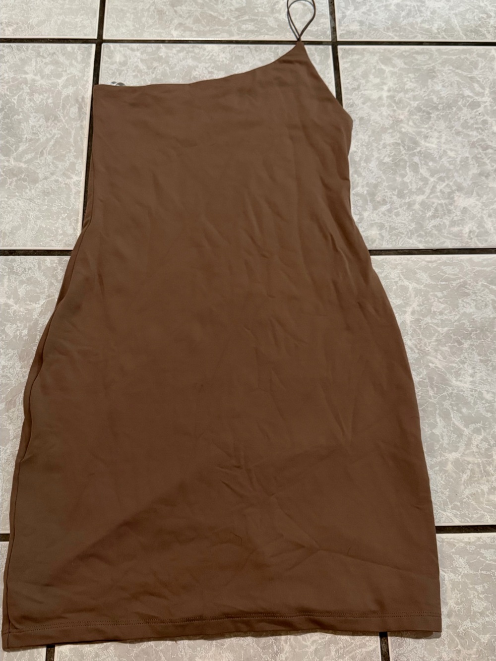 Aritzia Brown One-Shoulder Mini Dress